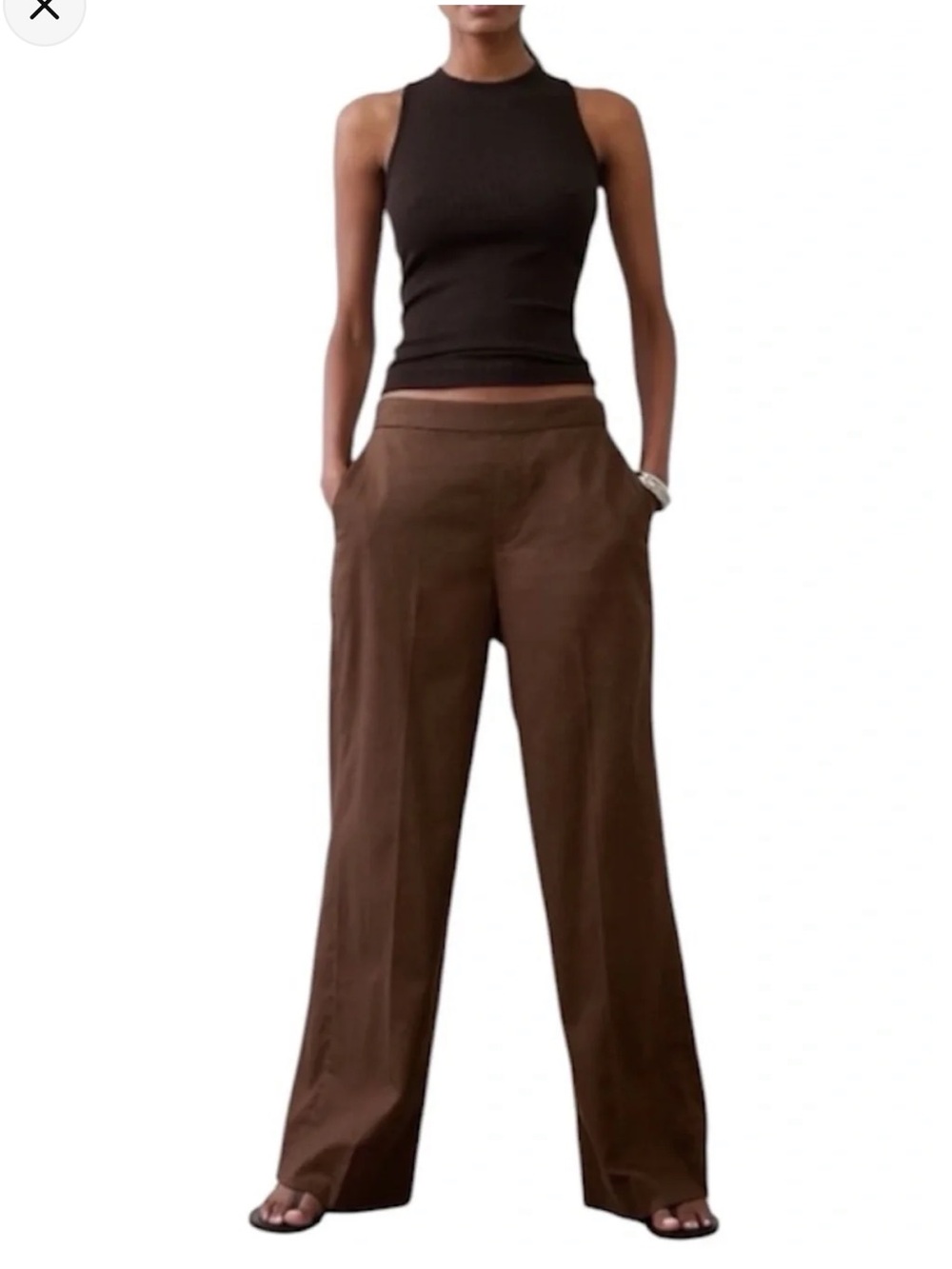 NWT Banana Republic Hayden wide leg pull on pant brown size 14
